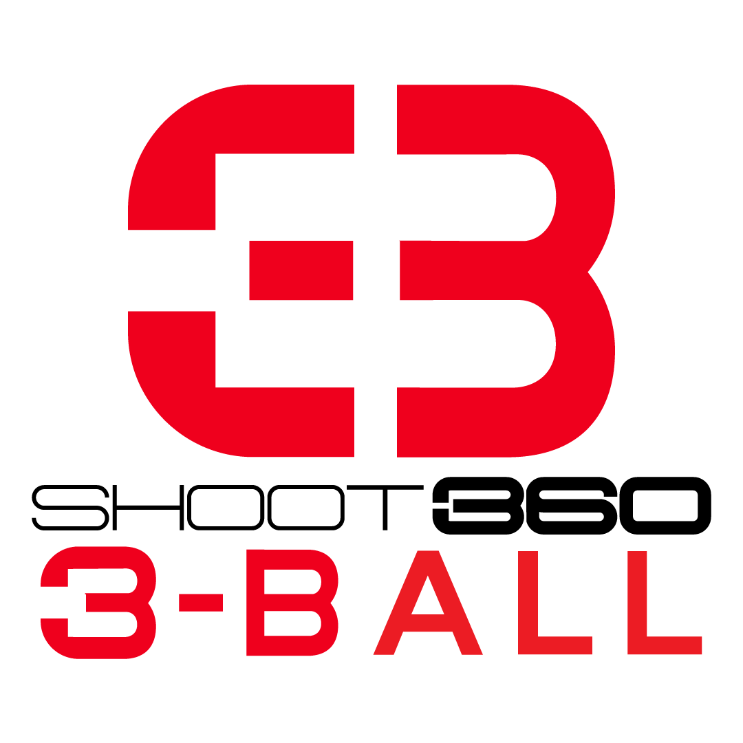 Red stylized 3-Ball logo above the words SHOOT 360 in black and 3-BALL in red, all on a light gray background.